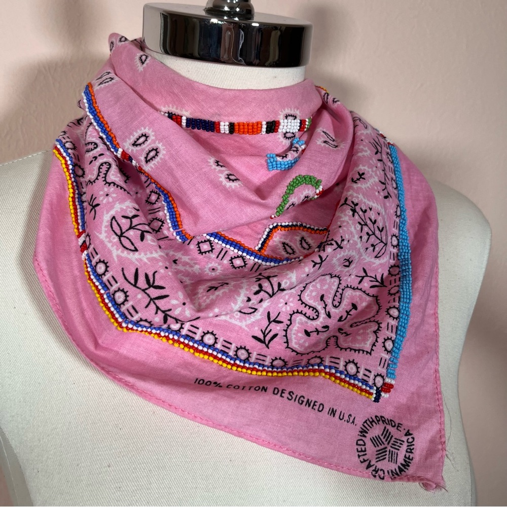 Vintage Pink Bandana Scarf